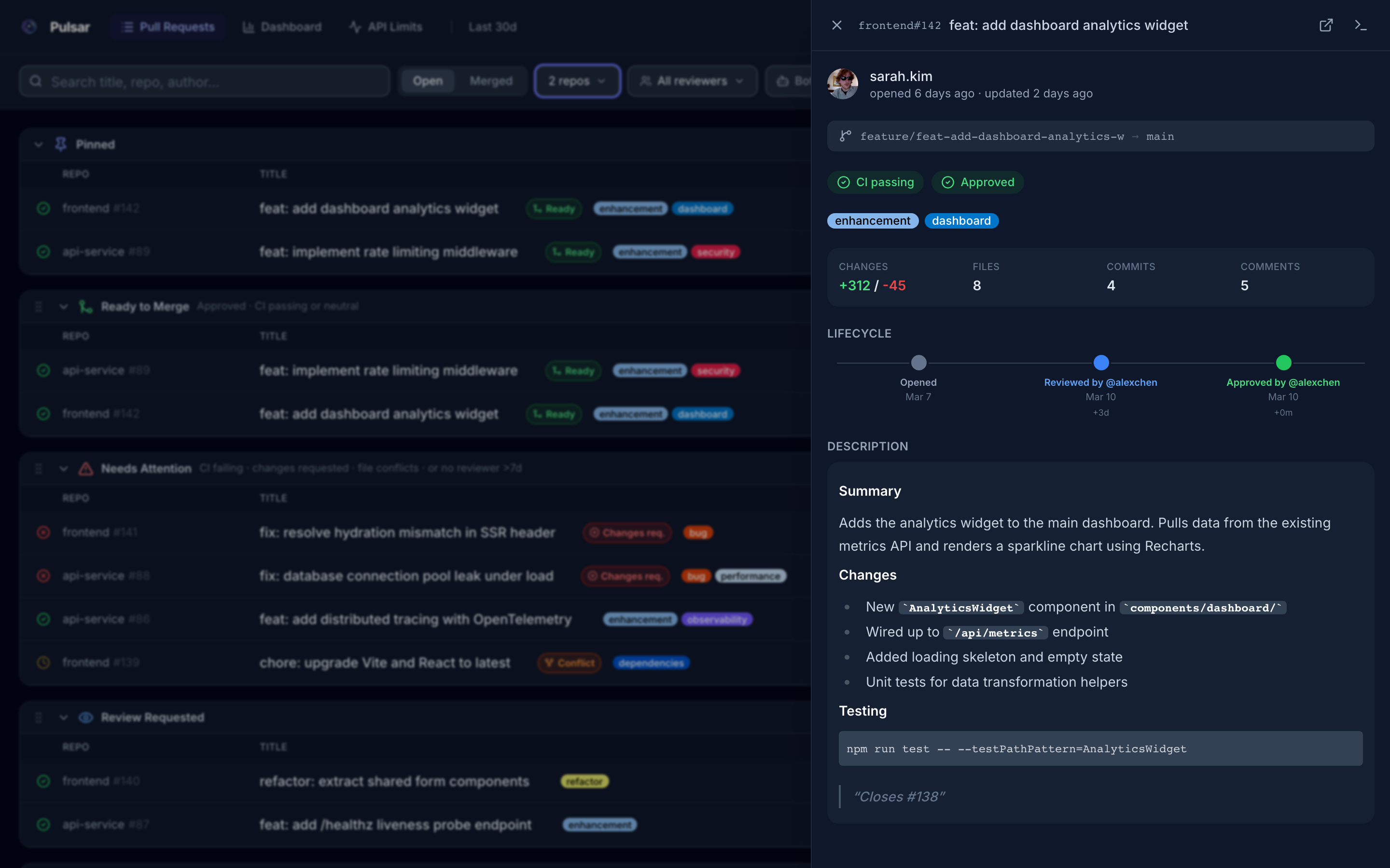 PR detail side panel