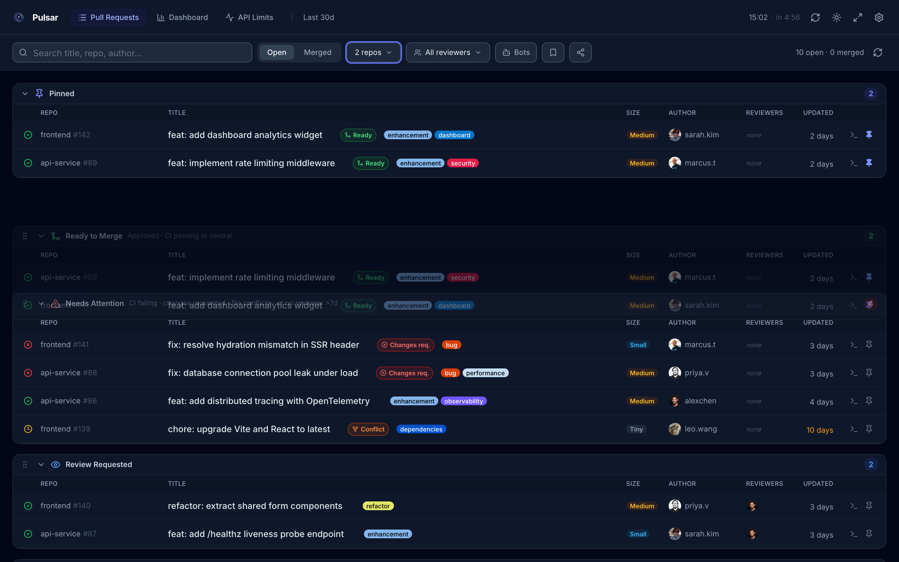 Drag and drop section reordering