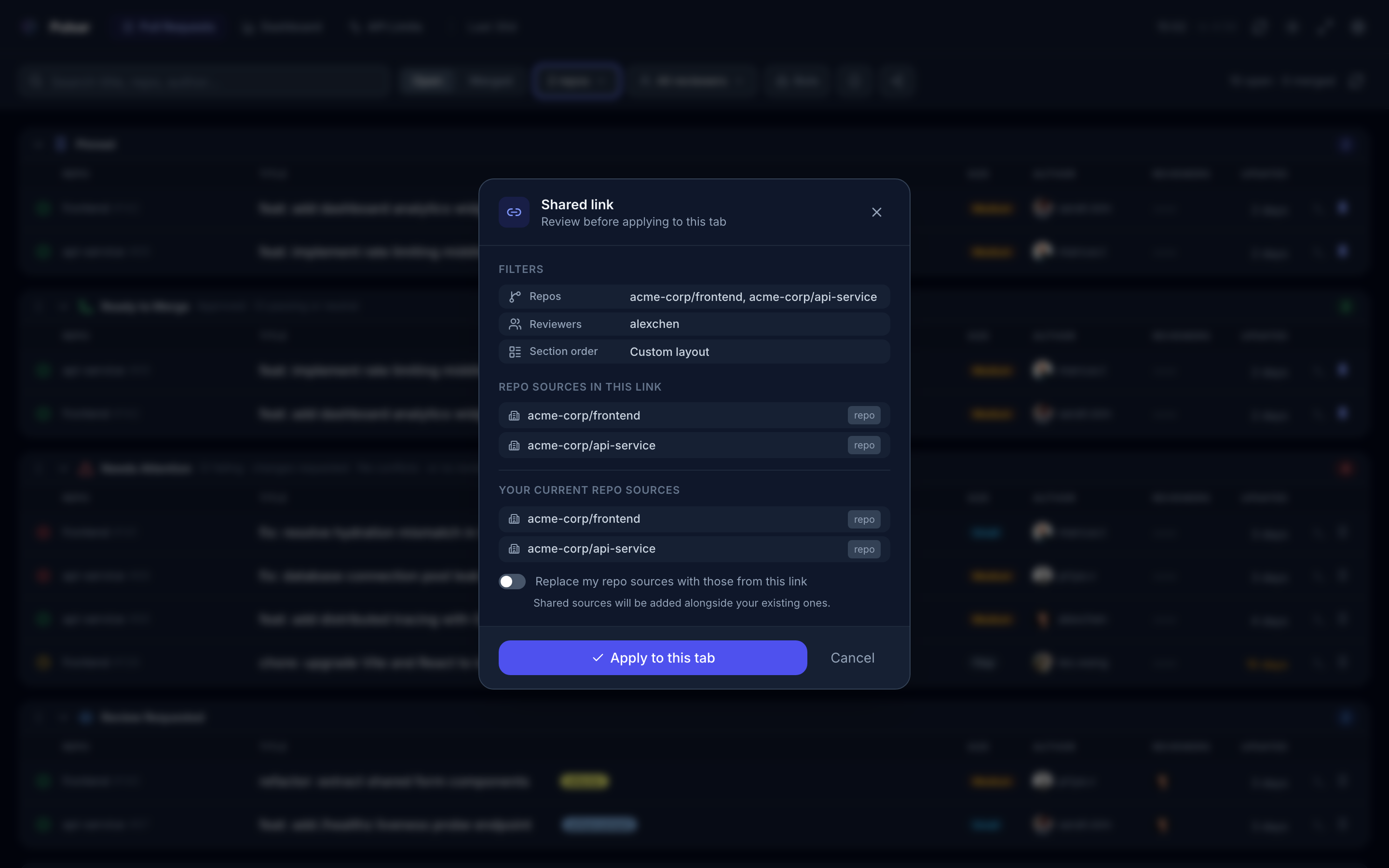 Share link preview modal